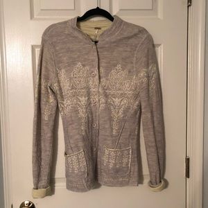 Free People Yellow and Gray Carpet Sweater